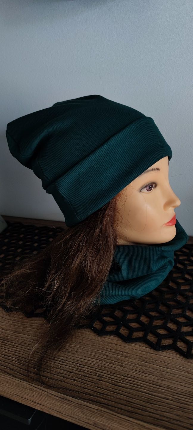 Czapka beanie + komin, komplet, czapka damska męska dziecięca