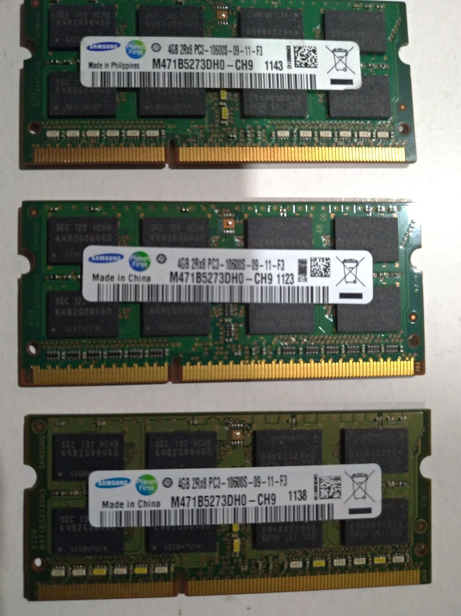 Memoria so-dimm DDR3 4gb Samsung 10600s (cada)