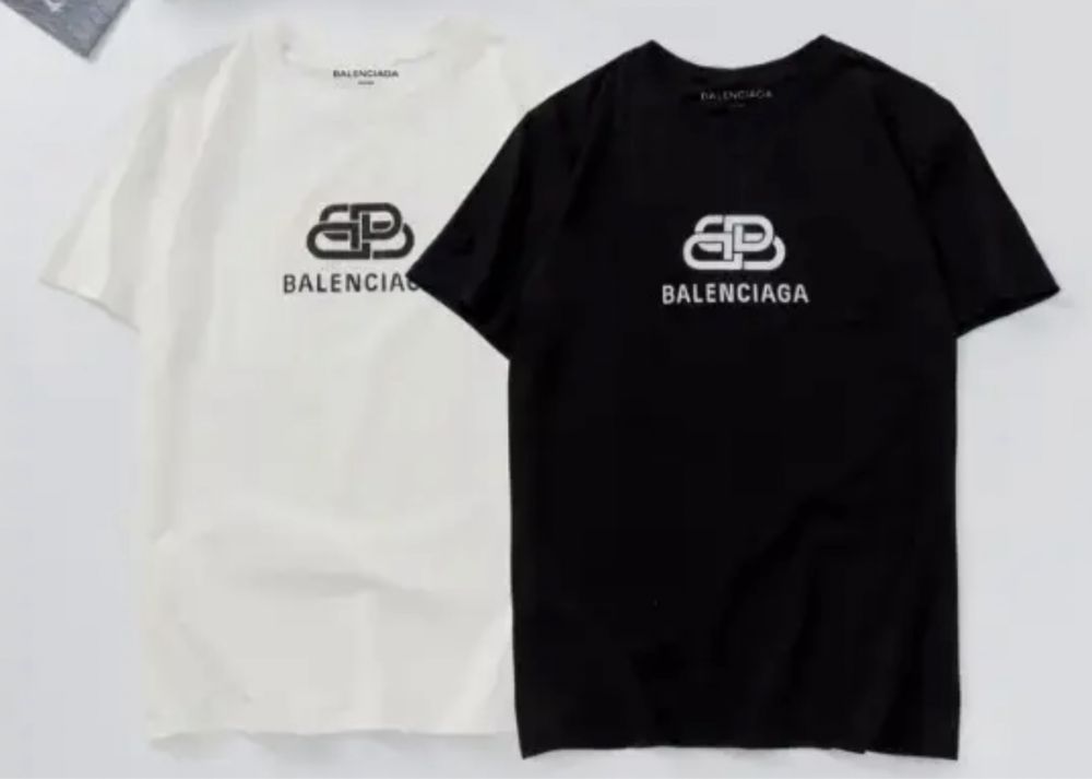 Мужские футболки Balenciaga черная белая BB баленсиага