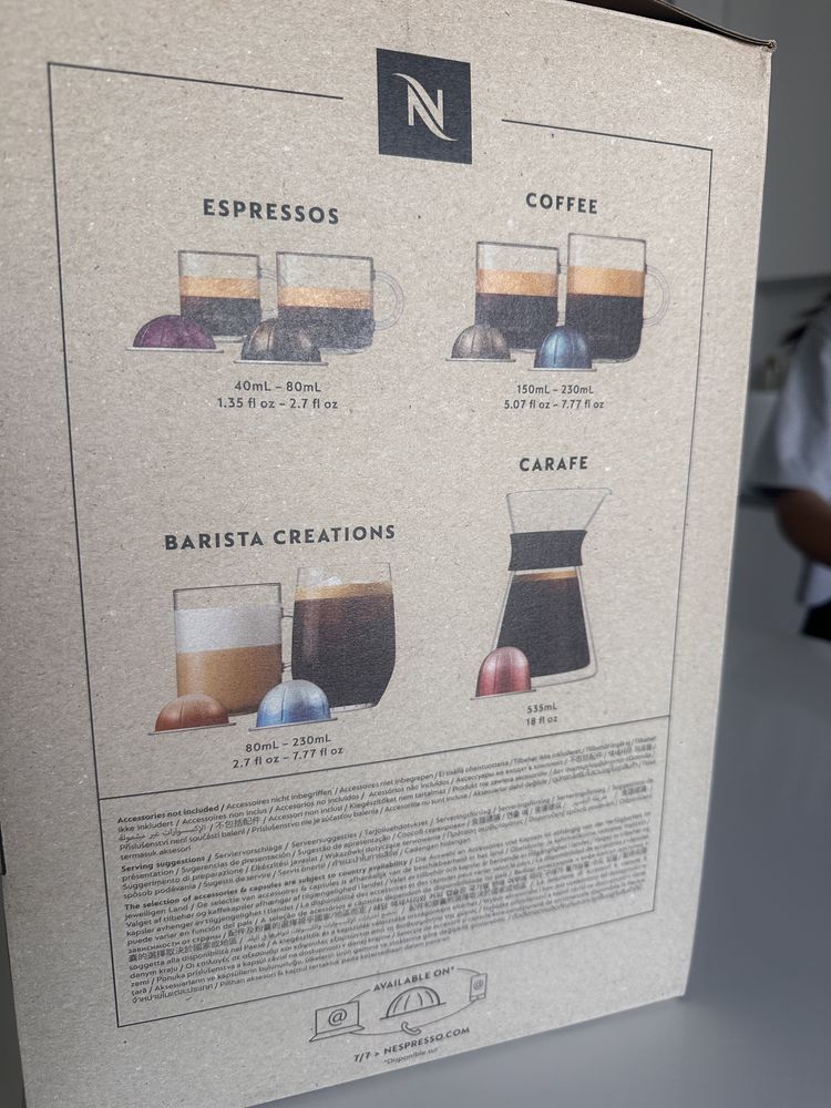 Máquina de Café Nespresso Vertuo Next Cinzenta - NOVA, selada na caixa