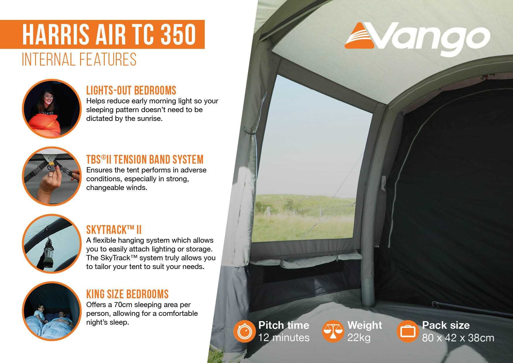 namiot rodzinny 3 osobowy nadmuchiwany VANGO HARRIS AIR TC 350