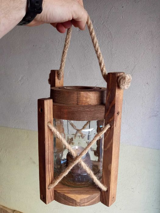 Lampa drewniana handmade duża