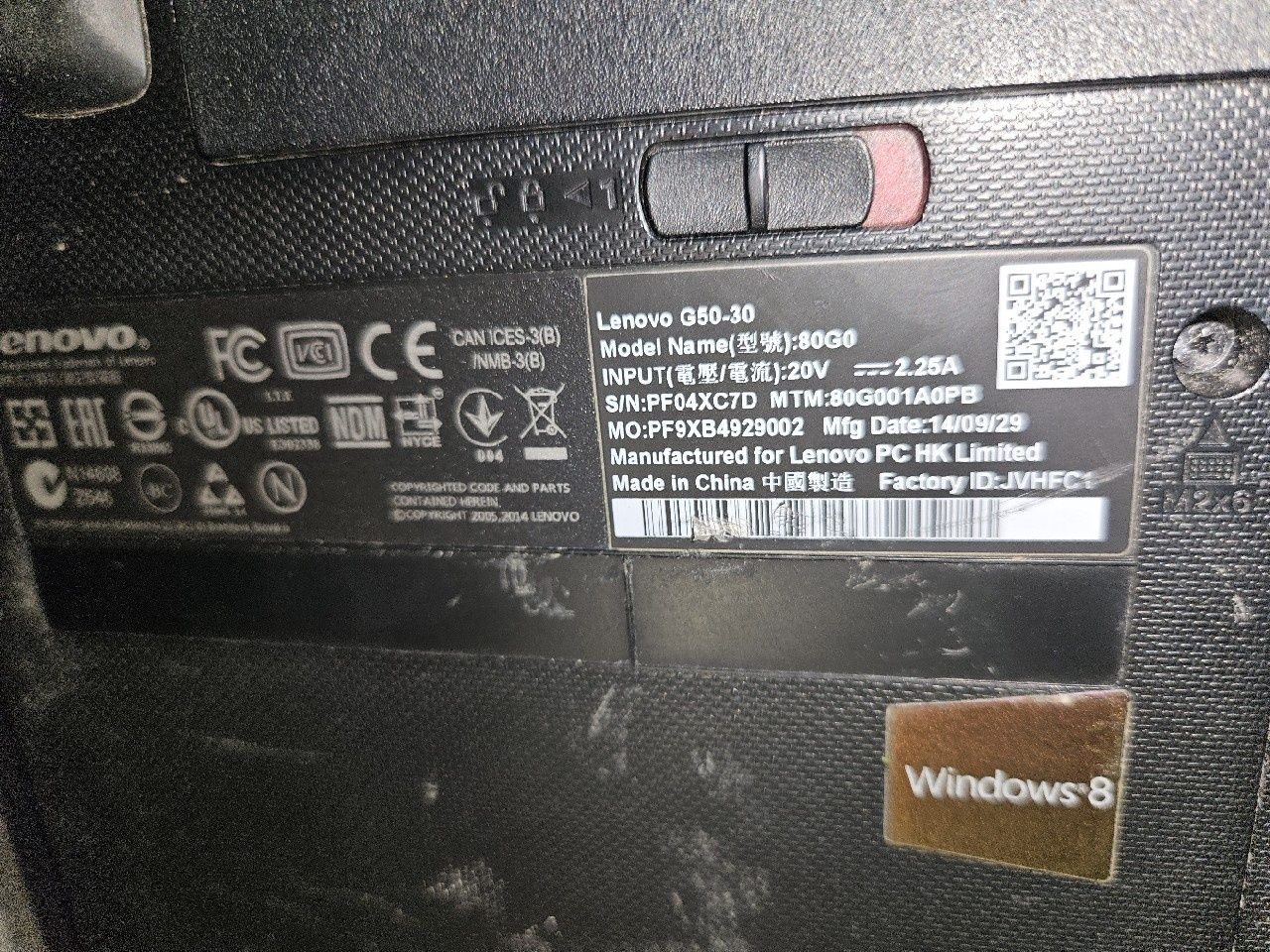 Laptop Notebook Lenovo G50-30 80G0