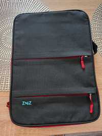 Plecak na laptop dwukomorowy z kablem USB czarno czerwony nowy
