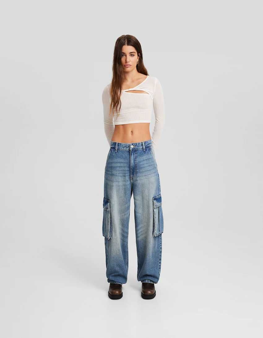 bershka Cargo skater jeans мешковатые джинсы бершка размер 34