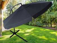 Parasol Ogrodowy z Wysięgnikiem i Falbaną 350cm + Pokrowiec Antracyt