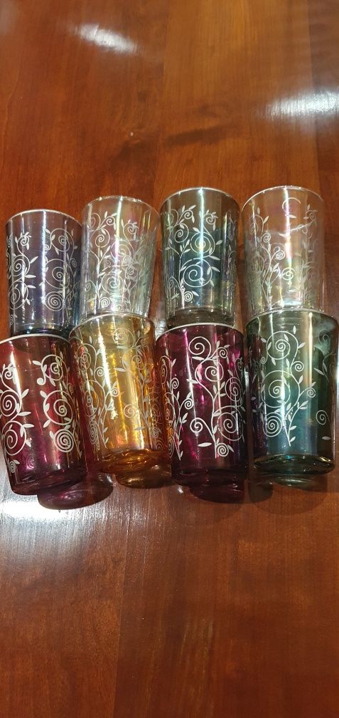 8 copos vidro coloridos