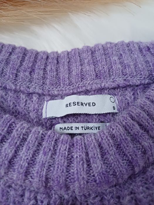 Fioletowy liliowy ciepły sweter S/M trendy na jesień na zimę