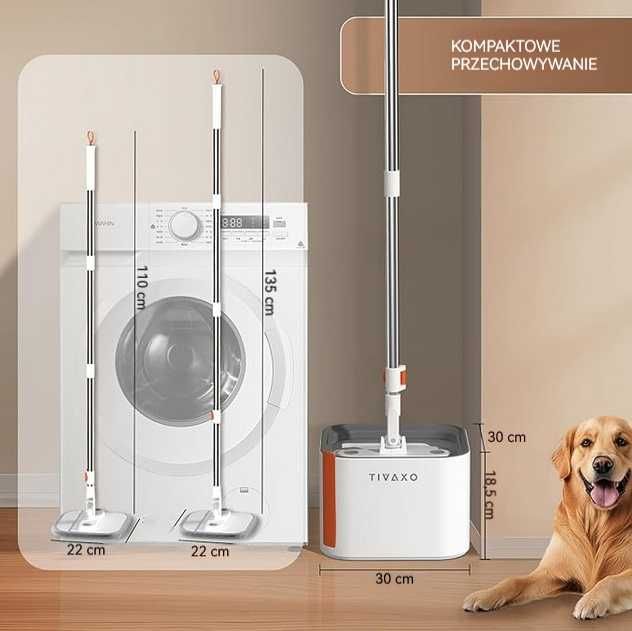 Smart Mop premium TIVAXO A11 - separacja czystej i brudnej wody