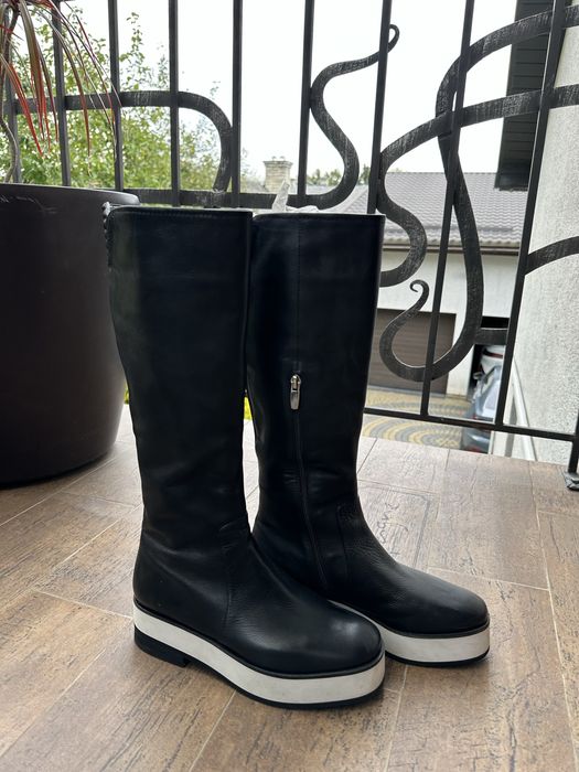 Черевики жіночі шкіряні, ботфорди чорні