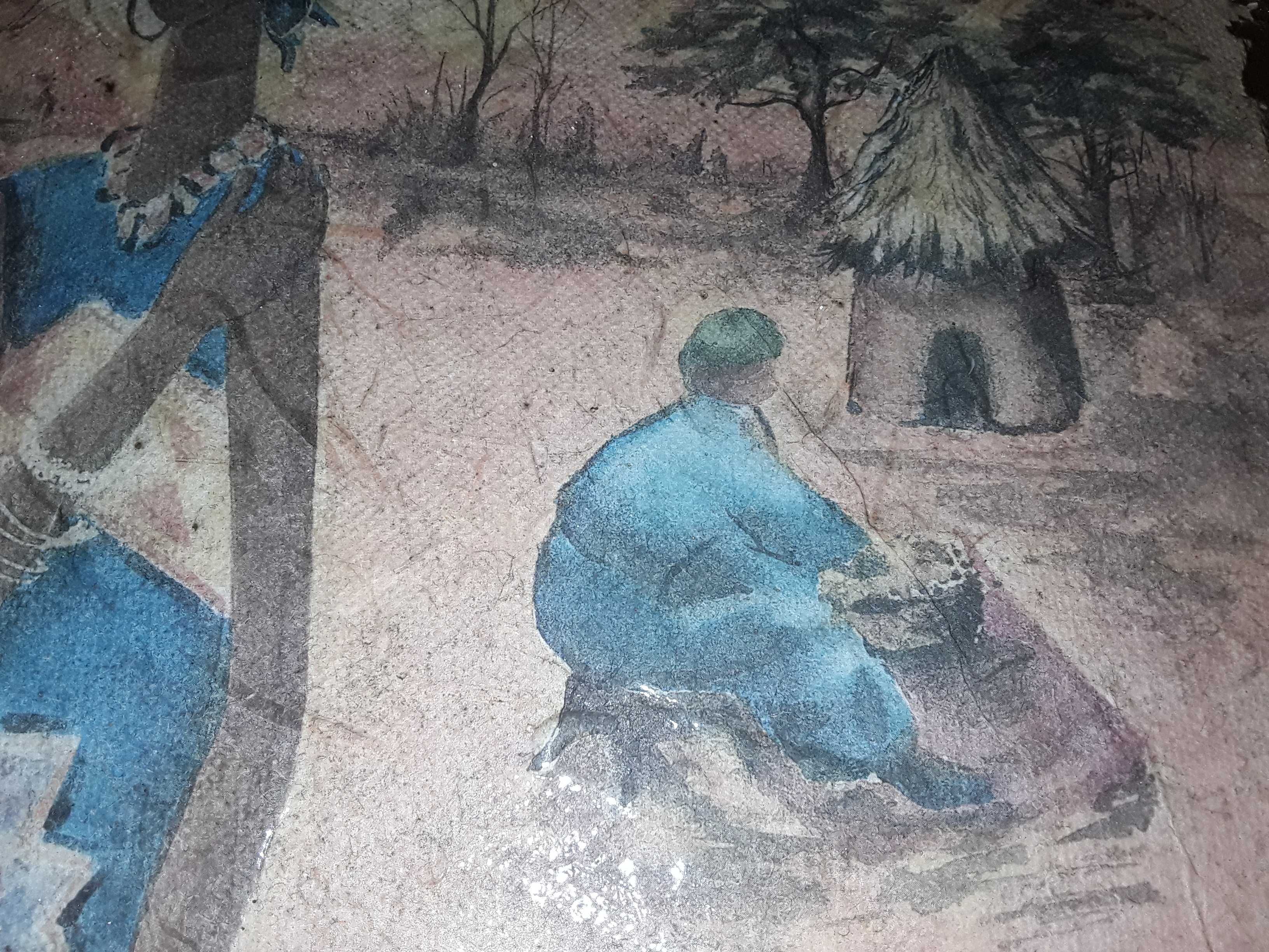Pintura sobre tela quadro assinado bonitos detalhes