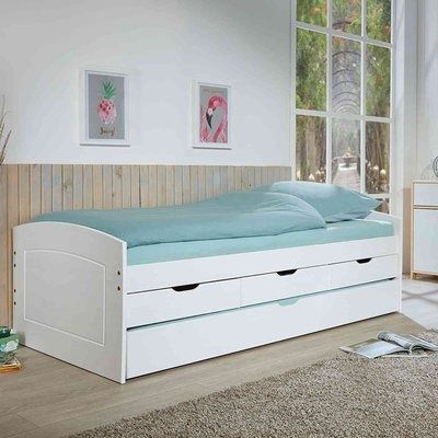 Ładne łóżko białe drewniane podwójne 90x200 szuflady 2 materace okazja