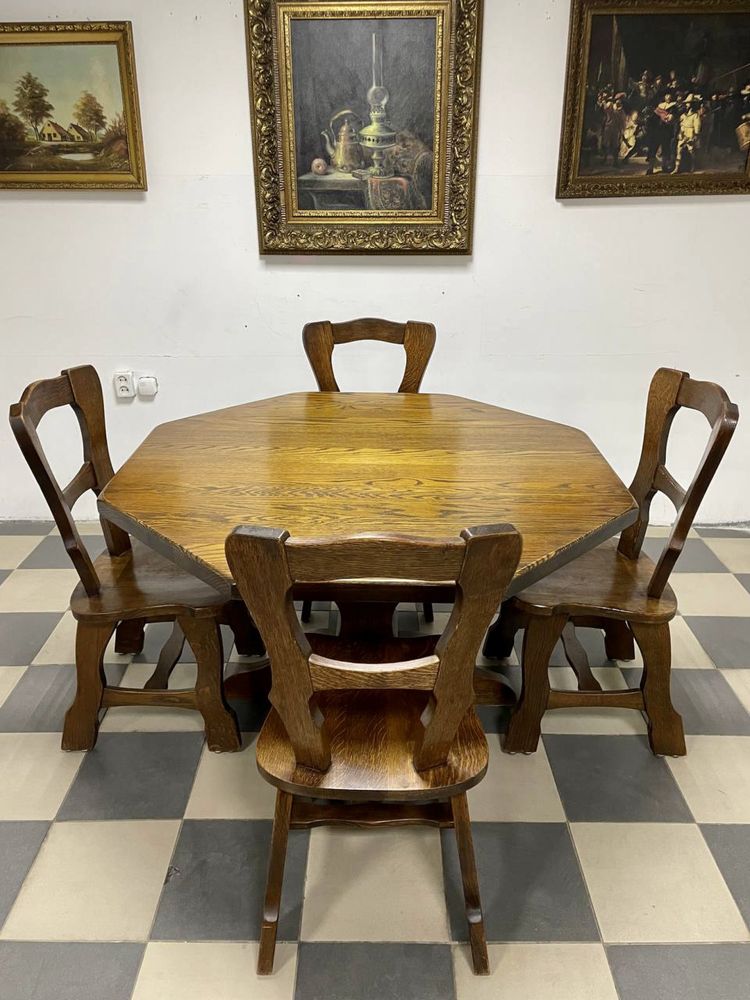Стіл обідній стільці дуб крісла стол 1658 1659