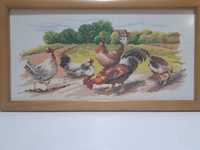 Obraz haftowany kury