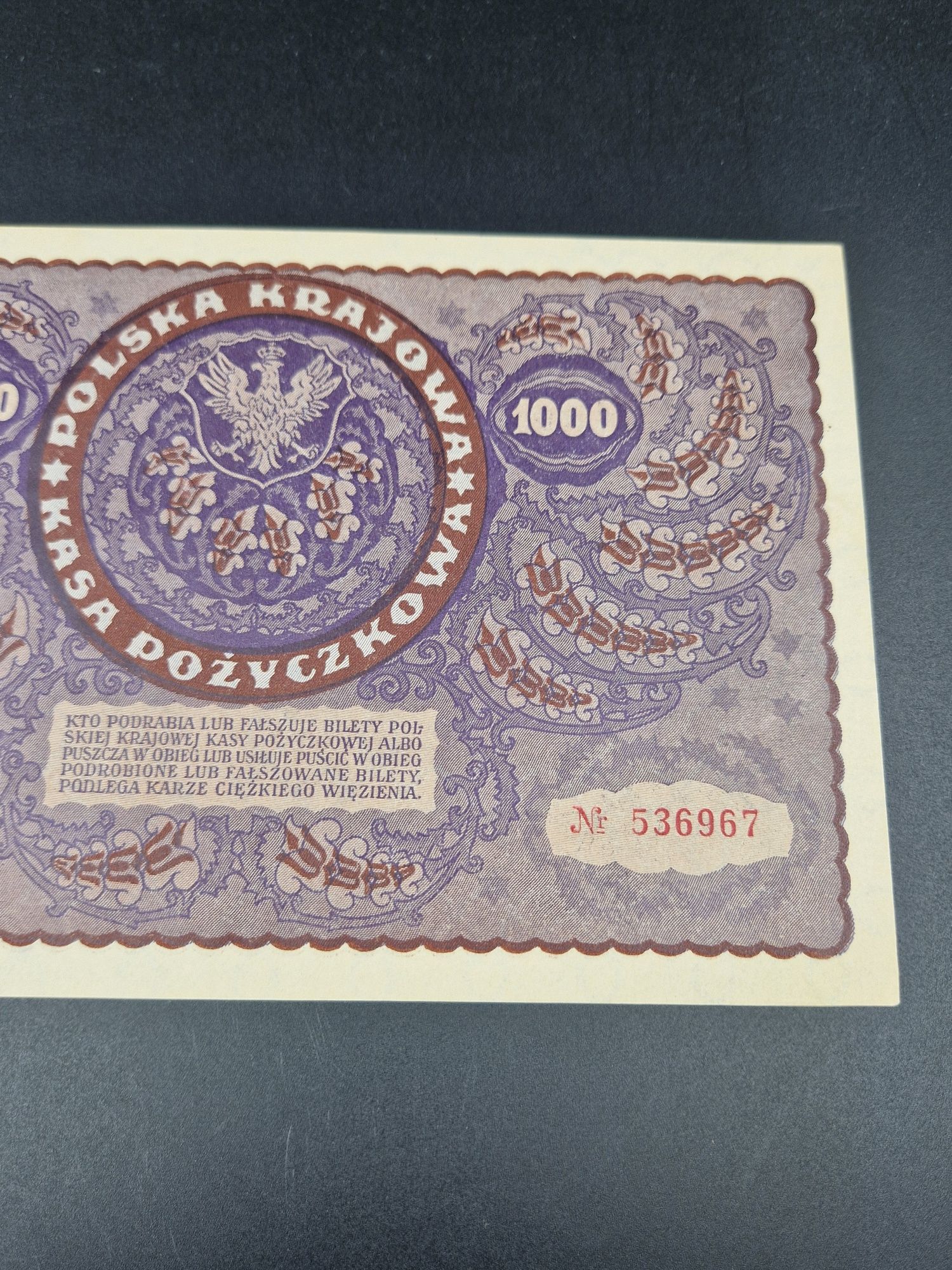 Banknot 1000 marek polskich 1919 rok świetny stan