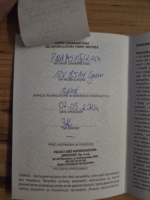 Akumulator Grom 85ah 800A