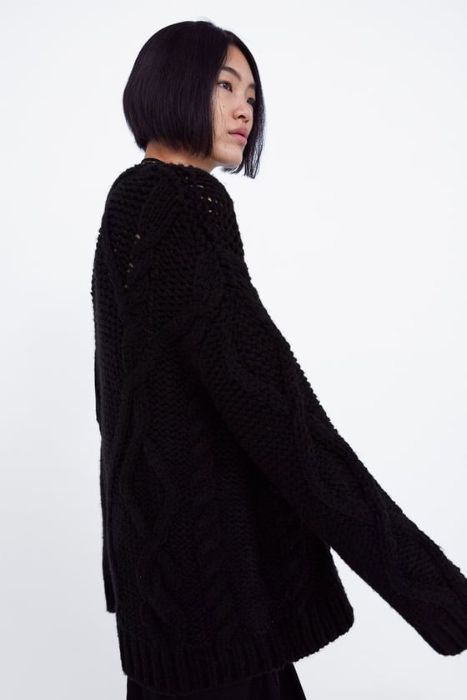 ZARA! Sweter z frędzlami i pomponami! Boho, gruby splot! HIT BLOGEREK!