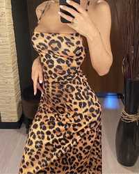 Платье вечернее леопардовое с открытой спинкой,пляжное