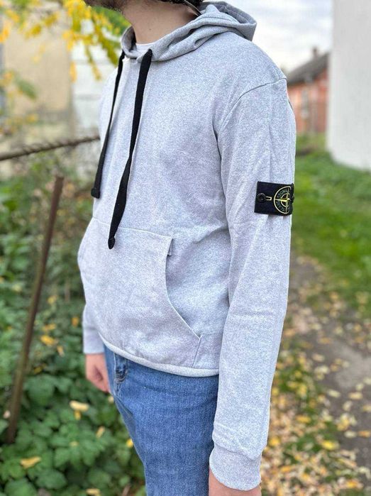 Серое новое Худи Stone Island / Кофта сіра чоловіча Худі