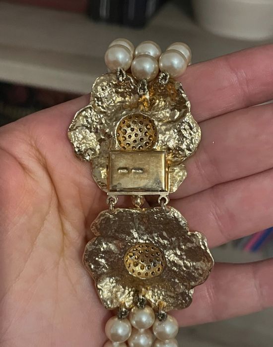 Colar de pérolas Majorica vintage com banho a ouro
