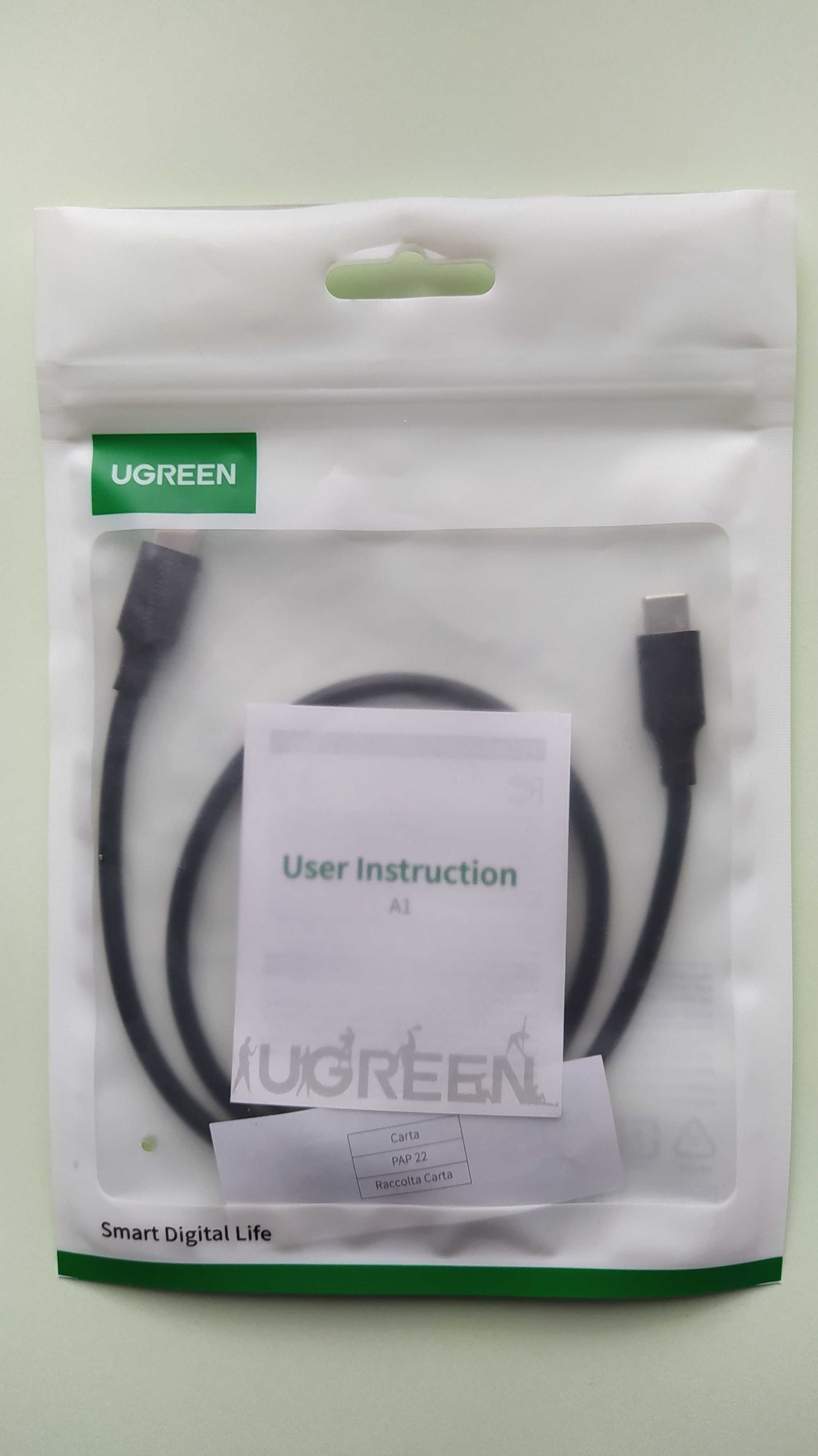 Кабель UGREEN (type C-type C)  60Wl для зарядки ноутбуков, планшетов