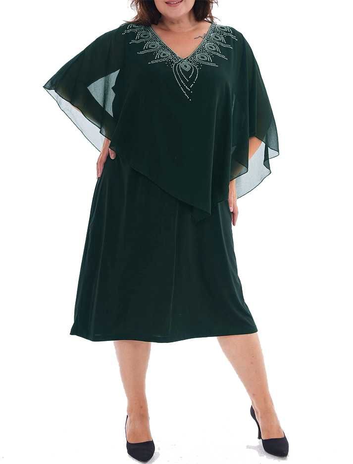 elegancka wizytowa zwiewna sukienka cekiny  plus size 3xl 4xl