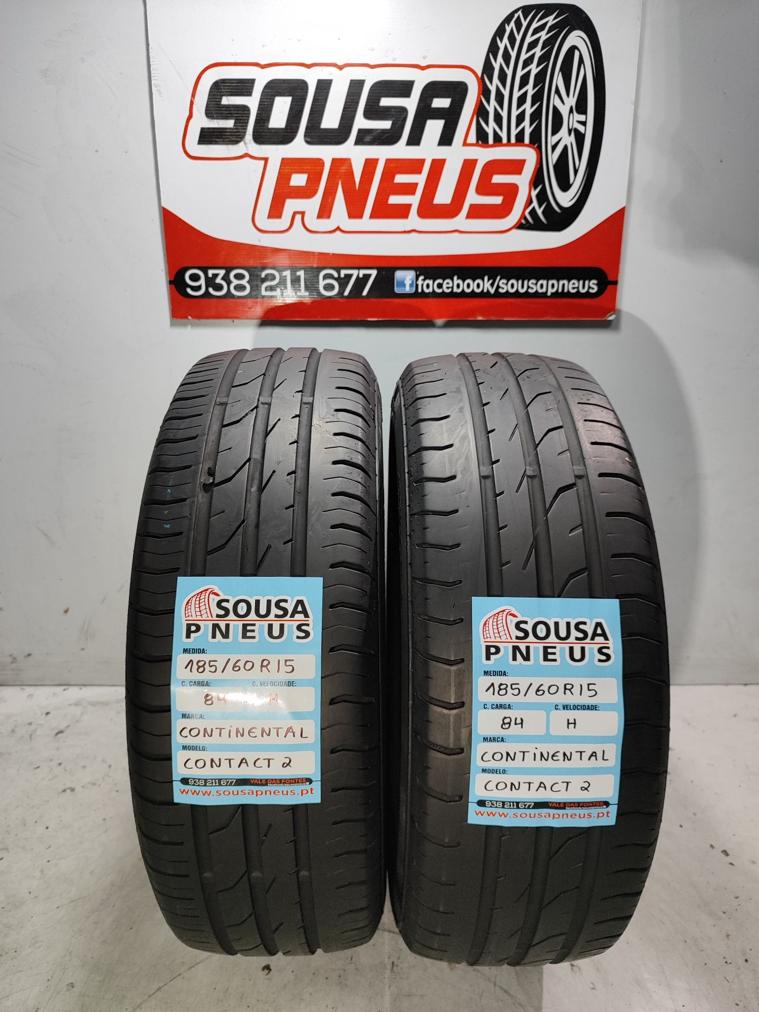 2 pneus semi novos Continental 185/60R15 84H Oferta dos Portes