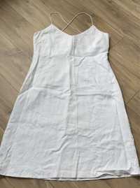 Biała sukienka lniana H&M rozm 46