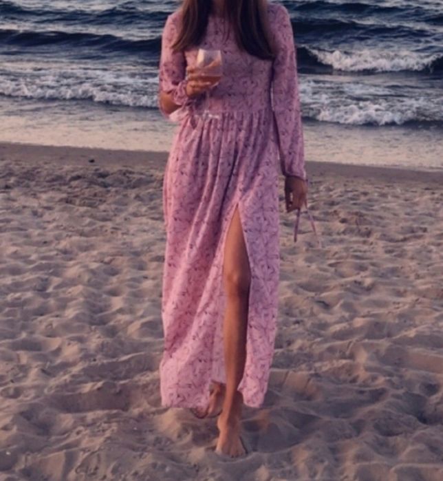 Lux sukienka Edyta Górniak by Naoko różowa długa z rozcięciami M 38 L