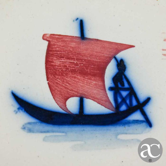 Pequeno azulejo antigo, pintado à mão