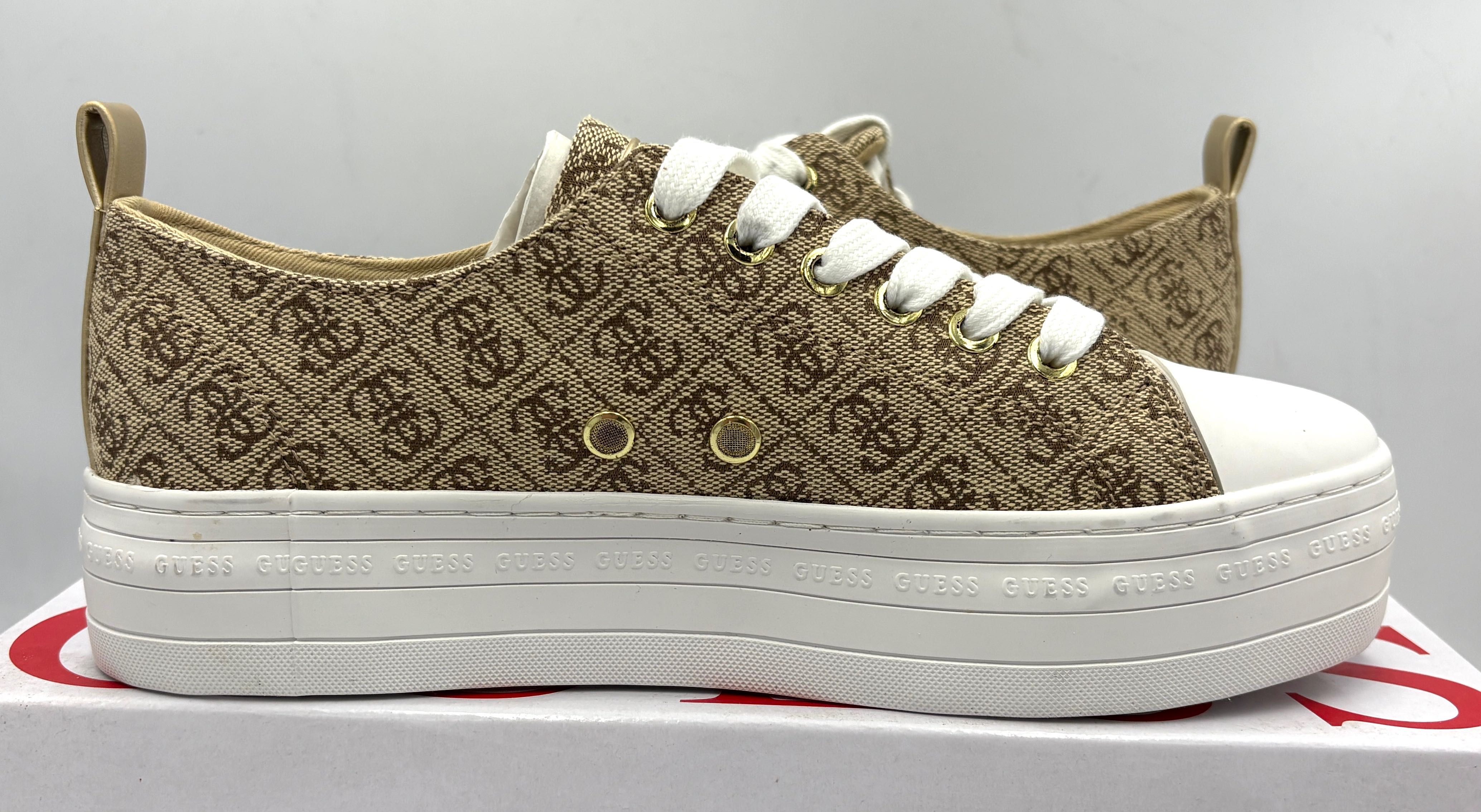 ‼️Nowe oryginalne trampki sneakersy GUESS Brigs5 beżowy beibr 38 AZ179