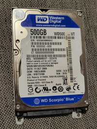 Dysk HDD WD 500 GB 2.5" SATA II  sprawny 100%.