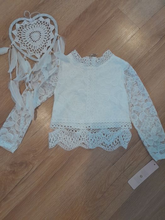 Biała bluzka koszula koronką koronkowa 12 lat 146 152