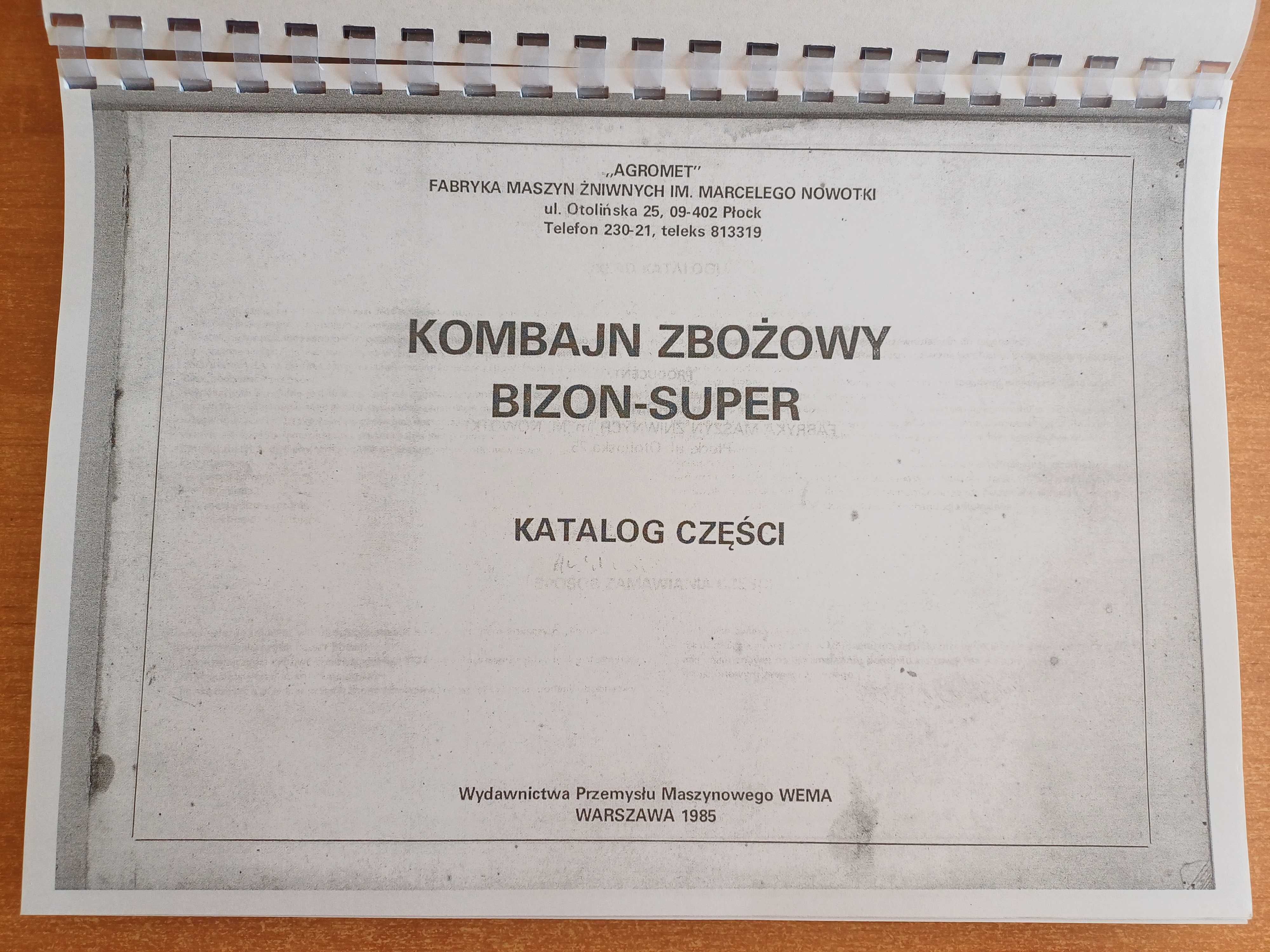 Katalog części do kombajnu BIZON Z-056/5 , Z-056/6 , Z-056/3 - Bizon