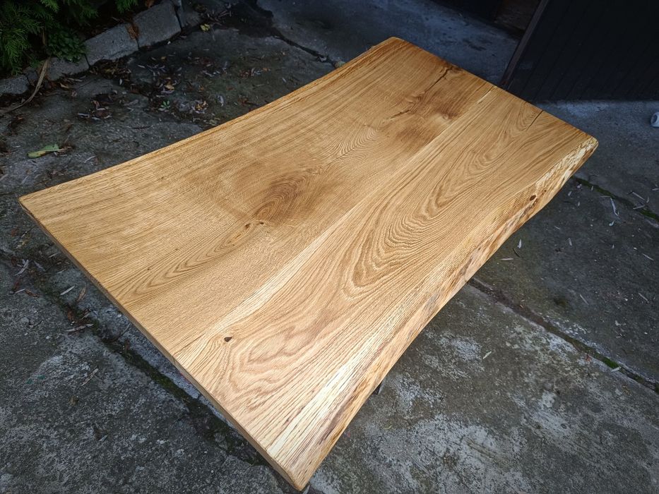 Blat dębowy 5 Live Edge 143x79-84 na stół biurko ławę