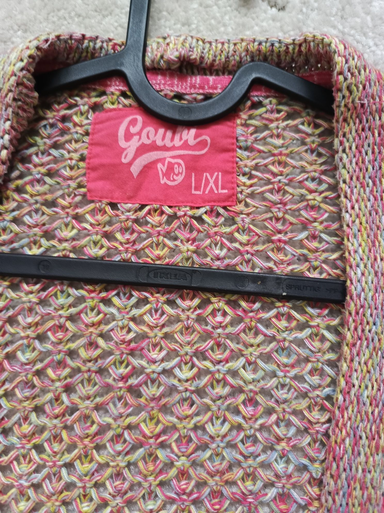 Kolorowy kardigan GOUBI 100% bawełna L/XL pleciony barwny