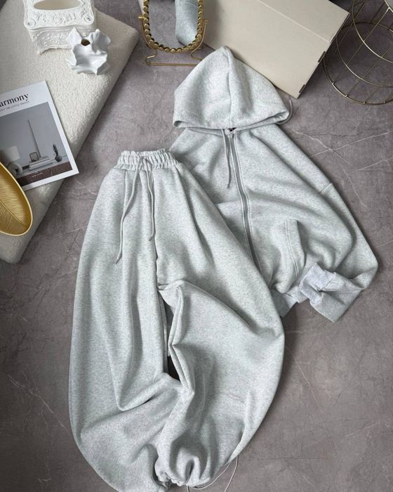 Жіночий обьемний спортивний костюм (Худі-зіп + Штани)