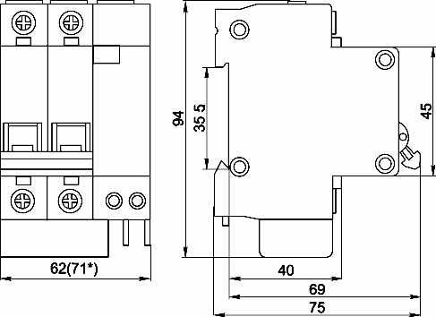 Автомат дифференциальный АД12 2Р, 16А, 30мА, IEK