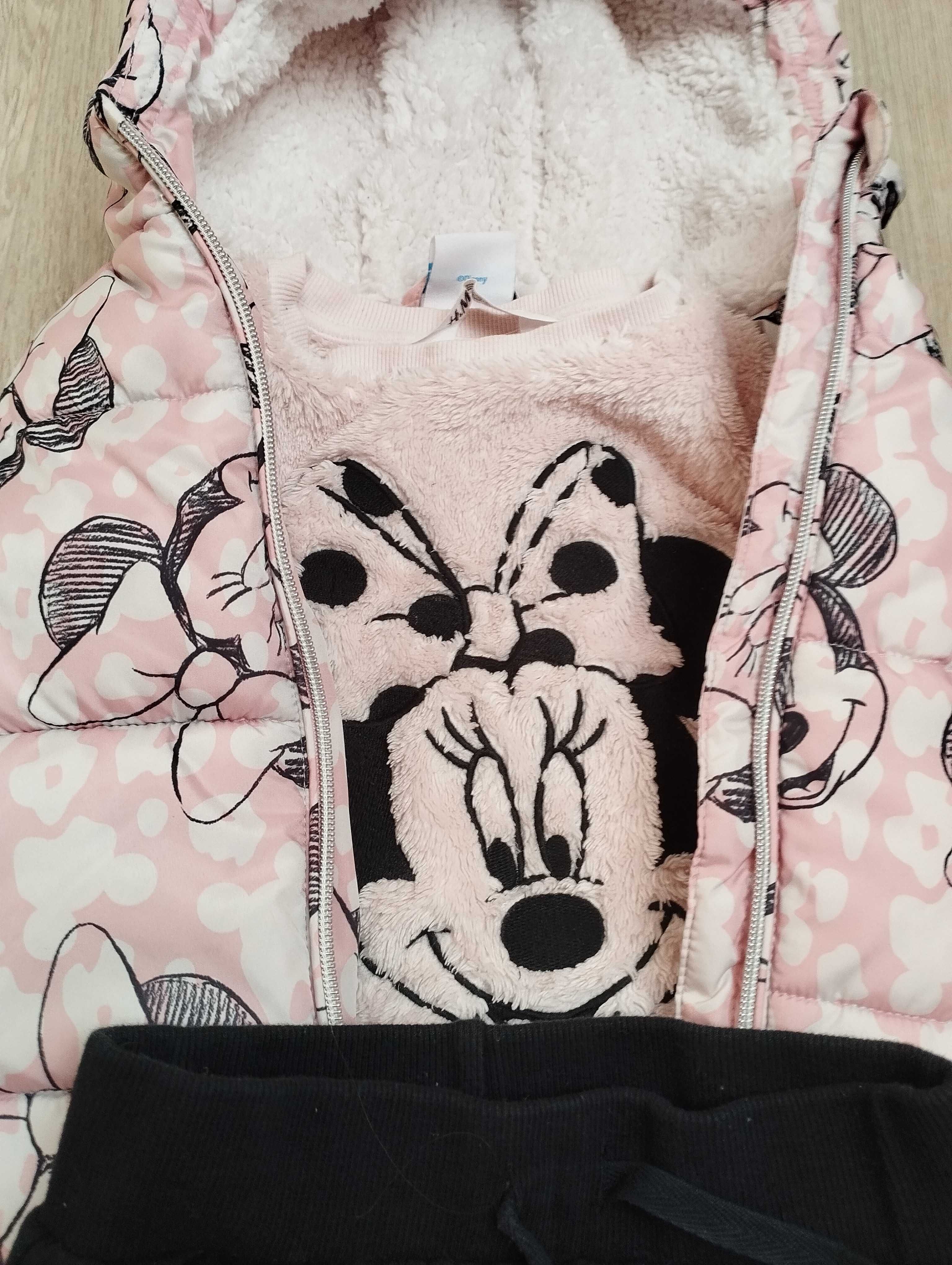 Zestaw kamizelka bluza h&m  myszka Minnie spodnie r 3/4 lata