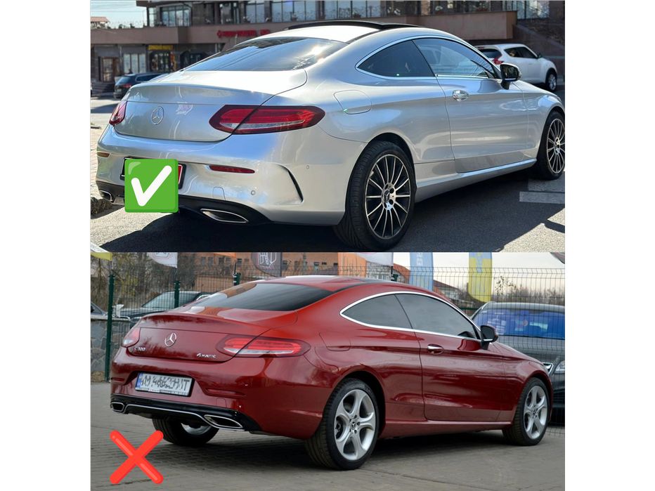 Mercedes C-сlass W205 2014-2021р Задній дифузор з насадками AMG43