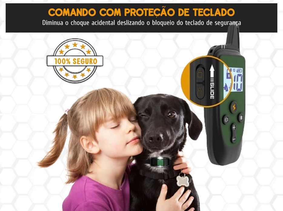 Coleira adestramento à distância para 2 cães alcance de 1000 metros