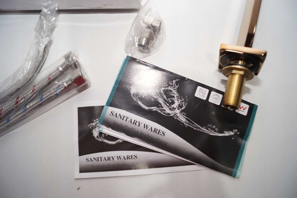 W47 Bateria łazienkowa Umywalkowa kran Nablatowy KANCIASTA Miedziana