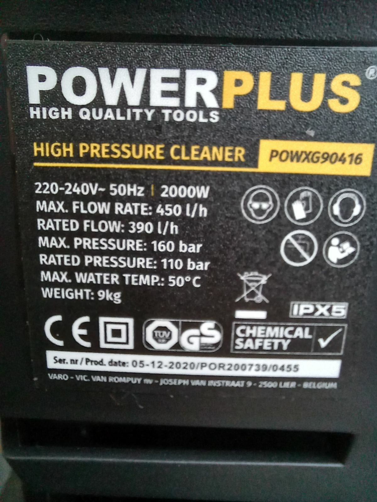 Мийка високого тиску powerplus powxg90416