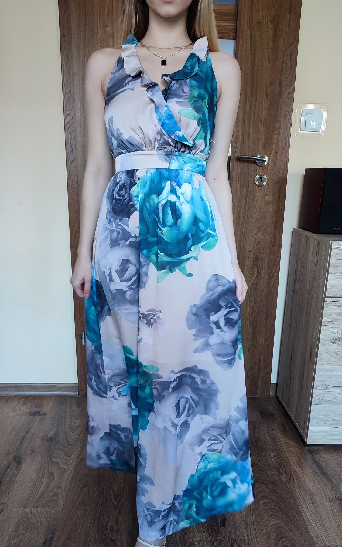 Długa sukienka H&M na lato, wesele, komunię