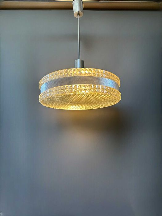 Lampa wisząca Vintage w stylu Space Age lata 70 akrylowa dysk ufo