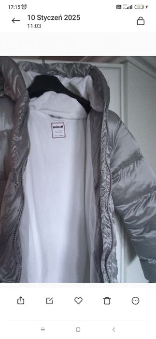 Kurtka zimowa dziewczęca Minoti, rozmiar 158/164 kolor srebrny, 13, 14