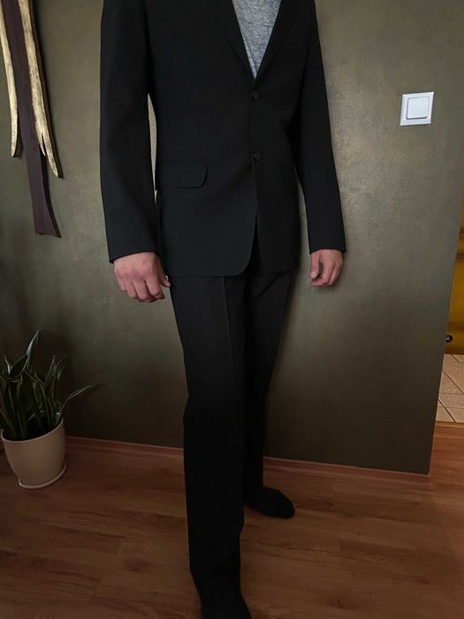 Czarny garnitur męski zestaw marynarka spodnie 180-185 cm