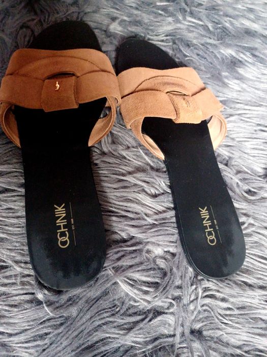 Klapeczki skórzane zamszowe Ochnik