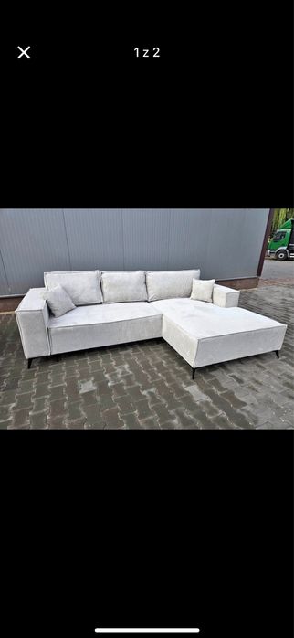 Naroznik kremowy sztruks rozkladany