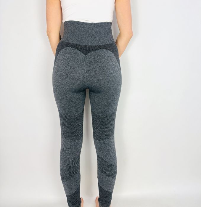 Ciemnoszare legginsy sportowe z modelującym pasem